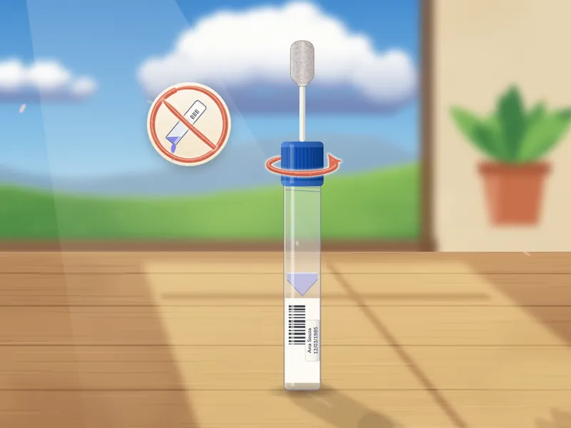 Tampa azul sendo desrosqueada com o tubo em pé
